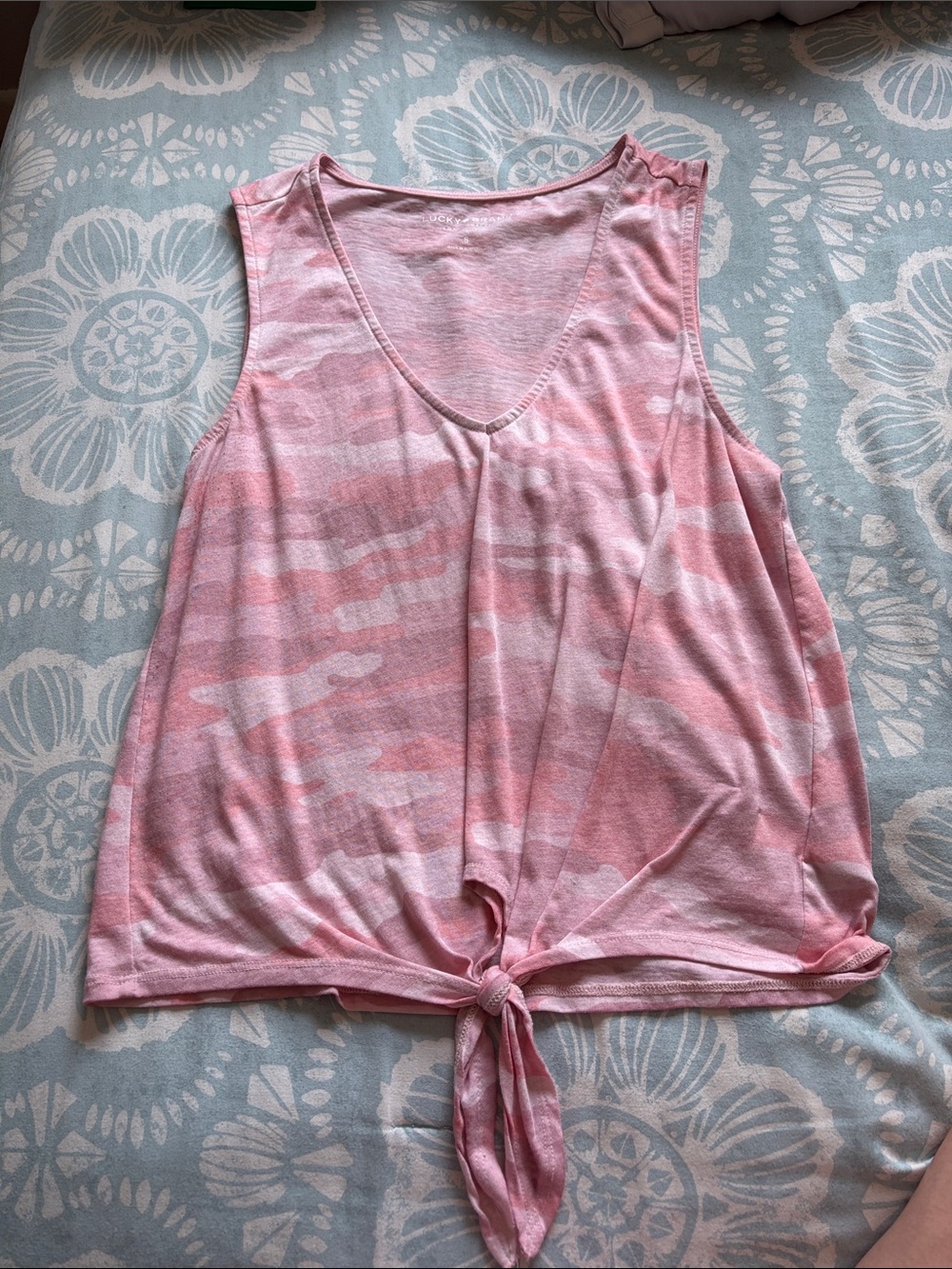 Lucky Brand Pink Tie-Front Tank Top
